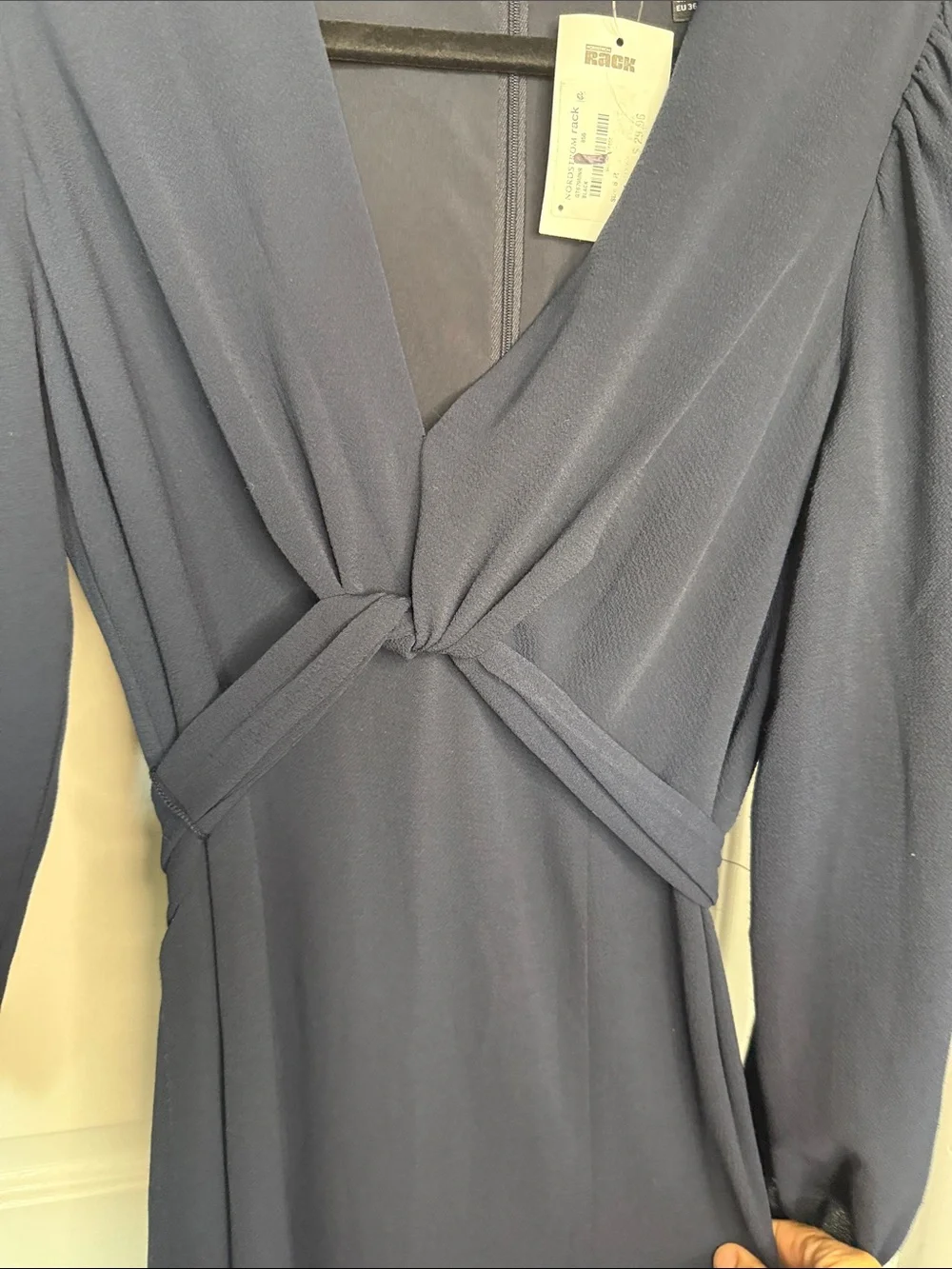 Maggy London Navy Twist-Front V-Neck Midi Dress